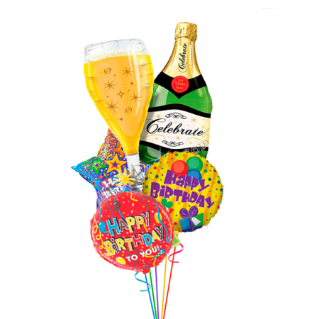 Букет «Поздравляю» из 5 фольгированных воздушных шариков на день рождения