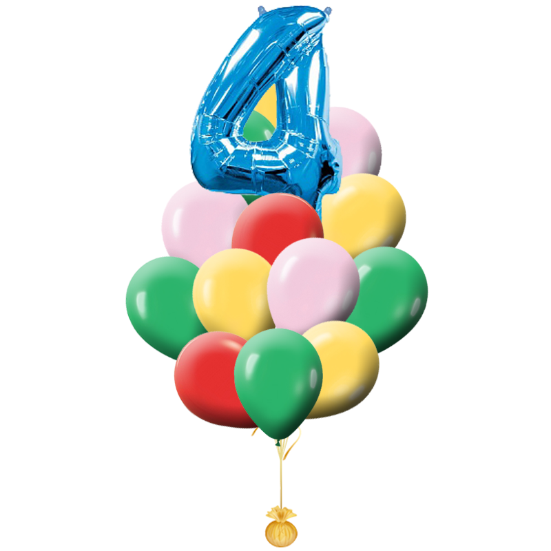 Букет «С Днем Рождения-2!» из 22 разноцветных воздушных шариков на день рождения