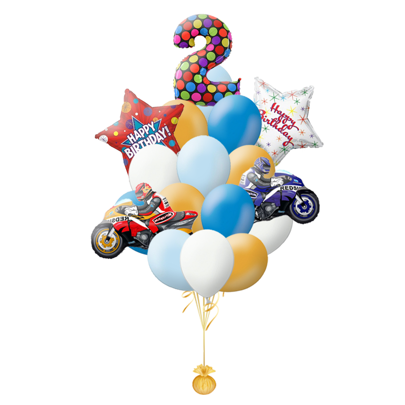 Букет шаров на День рождения «Поздравляем байкера»