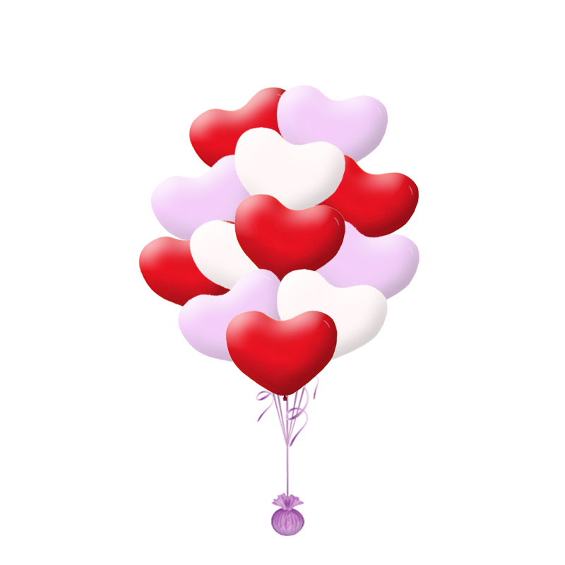 Букет из шаров «Каскад сердец» на 14 февраля