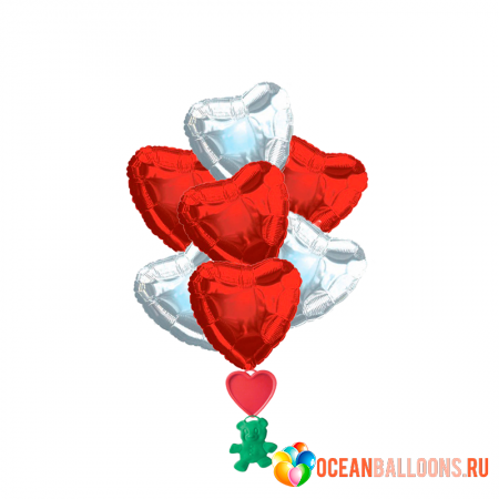Букет из фольгированных шаров «Парящие сердца» на 8 марта