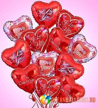 Букет «Влюбленным» из 15 фольгированных шариков