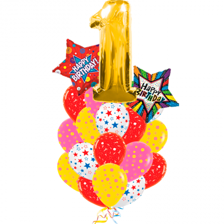 Букет «Радужный праздник» из 28 шаров