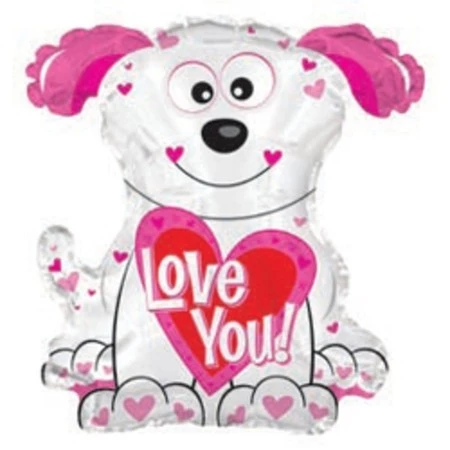 Фольгированный шар Белый щенок - Love You