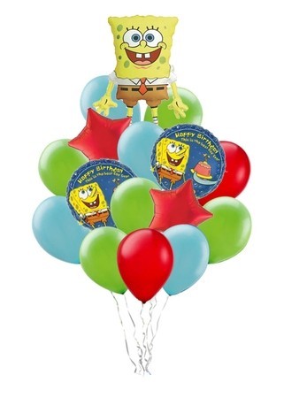 «Поздравление от Спанч Боба»букет из 21 воздушного шара