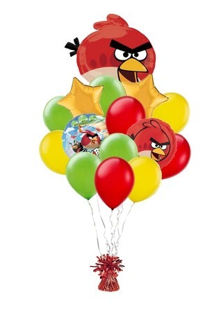 Букет «Angry Birds» из 20 воздушных шаров и 1 фигурки