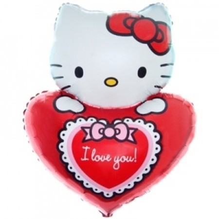 Фольгированный шар Hello Kitty с сердцем