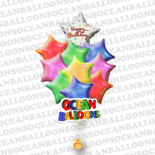 Звезда букет из 10 воздушных шаров на день рождения
