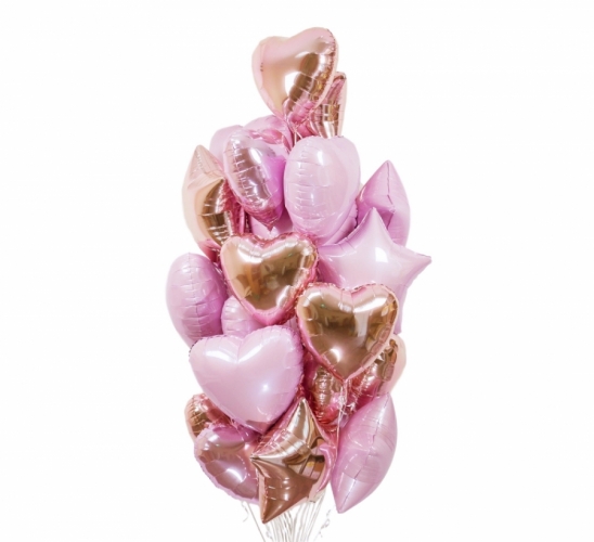 Букет из фольгированных шаров «Розовые сердца»