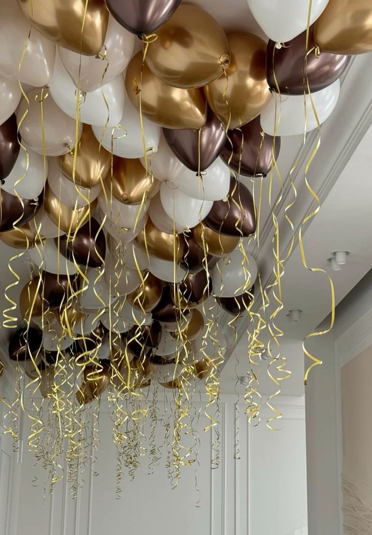 Воздушные шары под потолок «Золотой рассвет» 50 шт