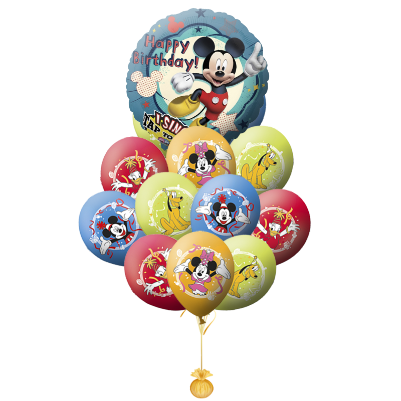 Букет на День рождения «Поздравление от Микки и его друзей-2» из 21 шаров
