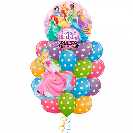 «Поющие Принцессы» букет из 21 воздушных шариков и 1 поющего шара