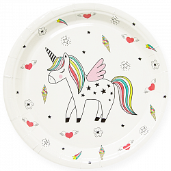 Тарелки (7_18 см) Радужный единорог, Белый, 6 шт.
