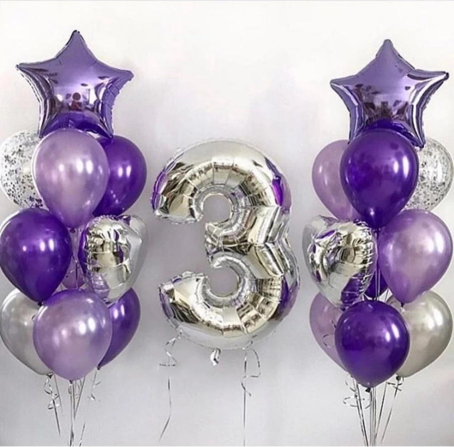 Фиолетовые шарики на День Рождения